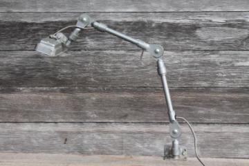 catalog photo of vintage Fostoria adjustable work light, industrial vintage task lighting