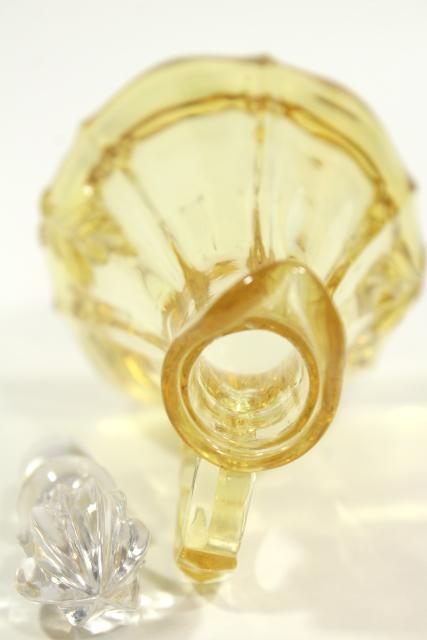 photo of vintage Fostoria baroque topaz yellow depression glass cruet bottle & stopper #6