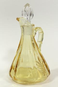 catalog photo of vintage Fostoria baroque topaz yellow depression glass cruet bottle & stopper
