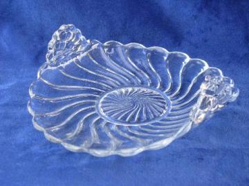 catalog photo of vintage Fostoria colony rolled edge bonbon or relish plate w/ handles