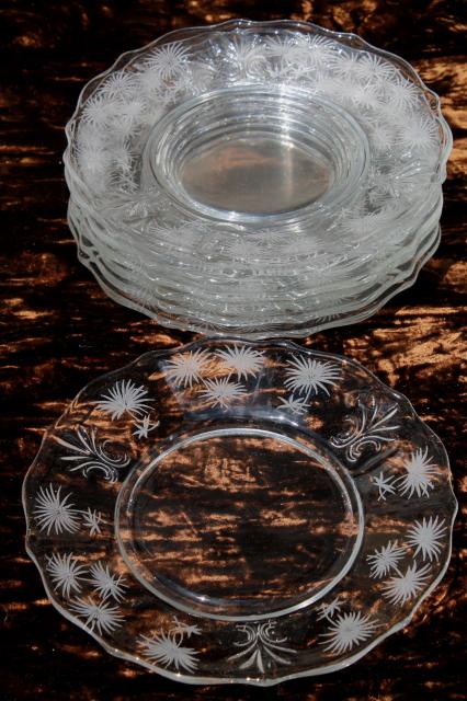 photo of vintage Fostoria etched glass Lido Baroque pattern salad plates set of 8 #1