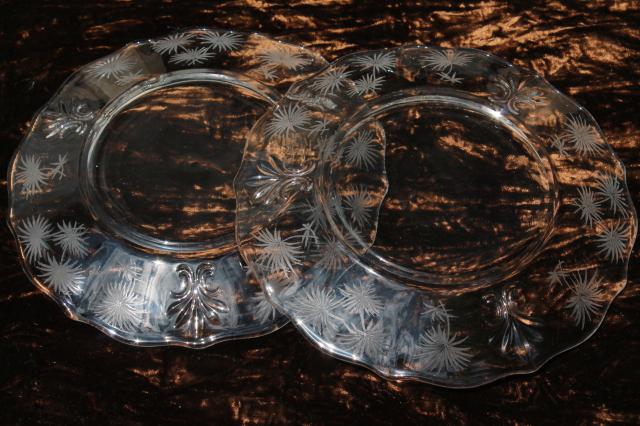 photo of vintage Fostoria etched glass Lido Baroque pattern salad plates set of 8 #6