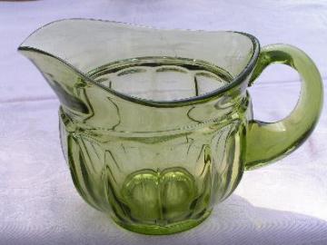 catalog photo of vintage Fostoria fat green glass pitcher