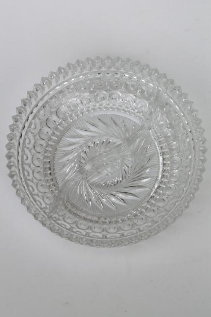 photo of vintage Fostoria hostess gift crystal clear glass party server dish w/ gold spoons #5