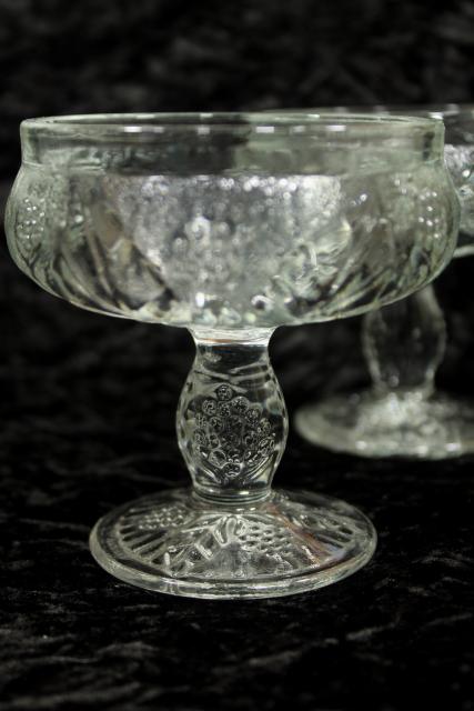 photo of vintage France champagne glasses or dessert dishes w/ embossed grapes or berries #2