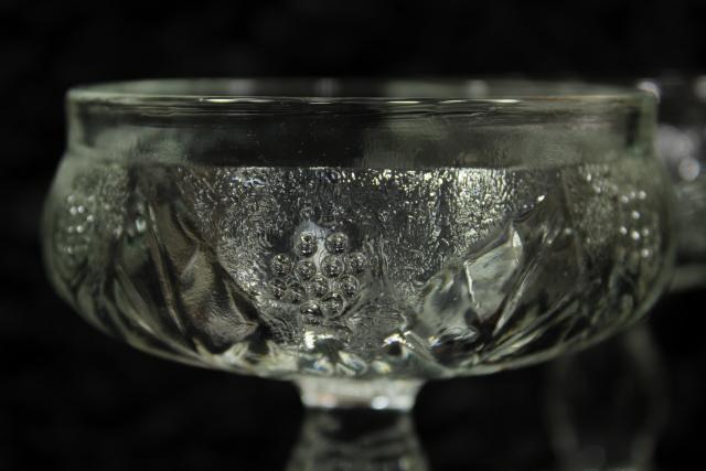 photo of vintage France champagne glasses or dessert dishes w/ embossed grapes or berries #3