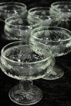 catalog photo of vintage France champagne glasses or dessert dishes w/ embossed grapes or berries