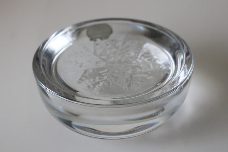 photo of vintage France lead crystal paperweight clear glass snowflake bubble shape original label #4