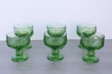 catalog photo of vintage Franciscan Cabaret lotus flower green glass champagne or cocktail glasses set