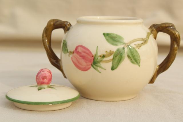 photo of vintage Franciscan Desert Rose creamer & sugar set w/ large cream pitcher #4