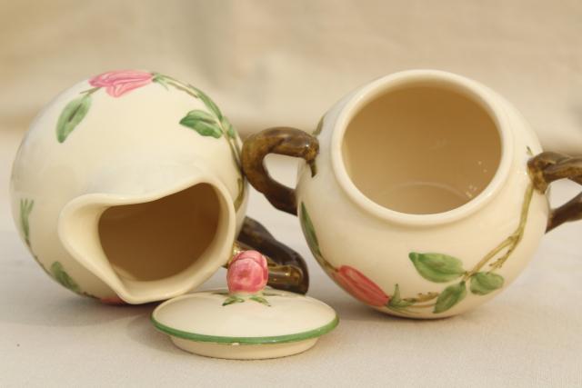 photo of vintage Franciscan Desert Rose creamer & sugar set w/ large cream pitcher #5