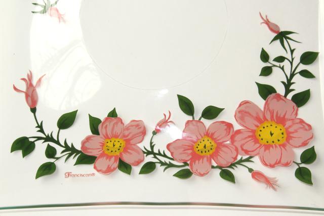 photo of vintage Franciscan Desert Rose go-along glassware, square glass tray plate & dip bowl #8