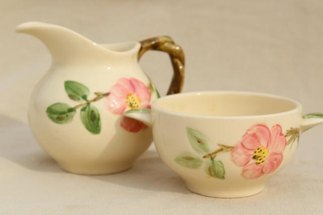 photo of vintage Franciscan Desert Rose individual creamer & sugar set w/ small cream pitcher #1