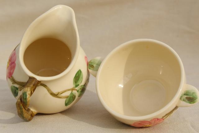 photo of vintage Franciscan Desert Rose individual creamer & sugar set w/ small cream pitcher #4