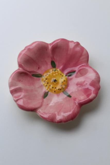 photo of vintage Franciscan Desert Rose pink flower shape dish or butter pat plate or ashtray #1