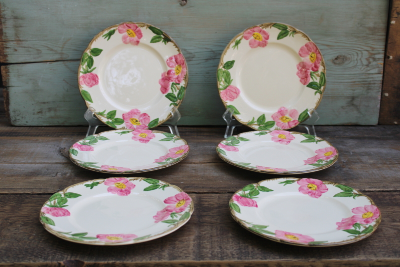 photo of vintage Franciscan Desert Rose pink flowered dishes tea set for six, salad plates, cups & saucers  #2