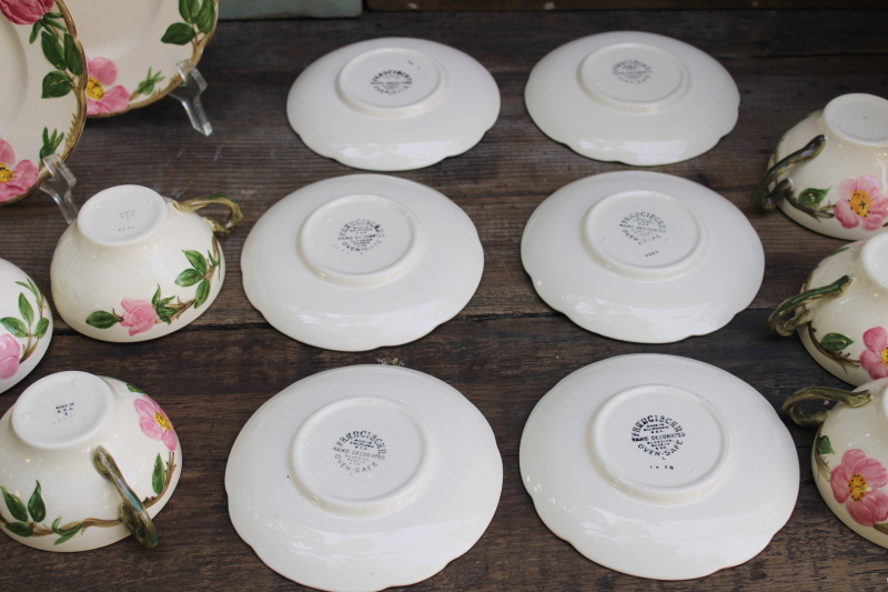 photo of vintage Franciscan Desert Rose pink flowered dishes tea set for six, salad plates, cups & saucers  #10