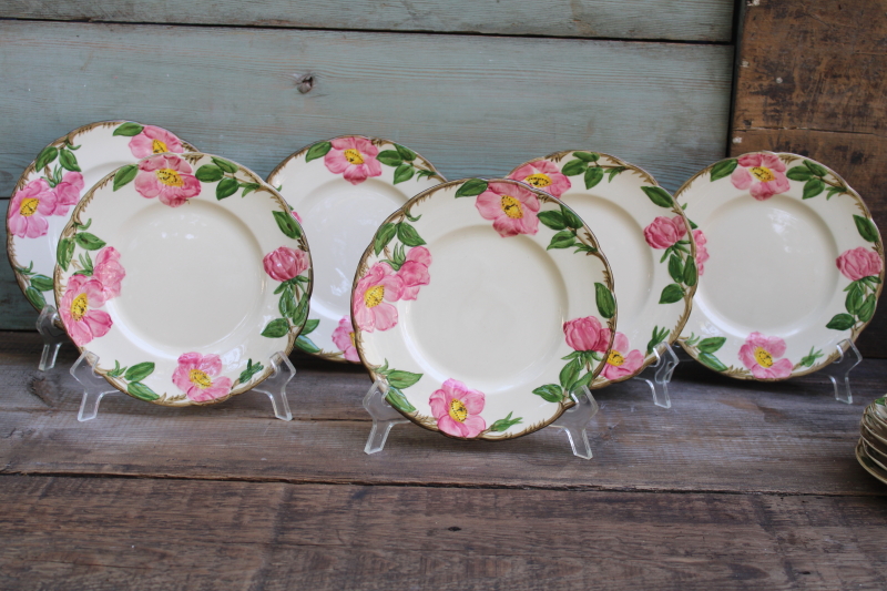 photo of vintage Franciscan Desert Rose pink flowered dishes tea set for six, salad plates, cups & saucers  #14