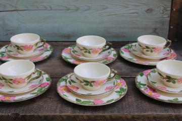 catalog photo of vintage Franciscan Desert Rose pink flowered dishes tea set for six, salad plates, cups & saucers 
