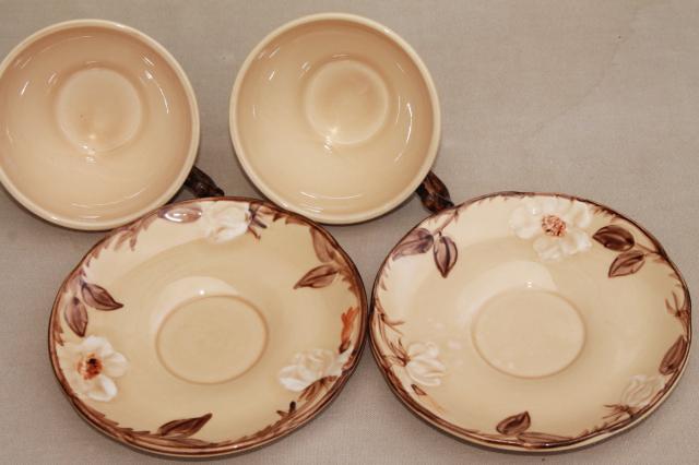 photo of vintage Franciscan china, royal rose desert tan cafe brown cups & saucers  #4