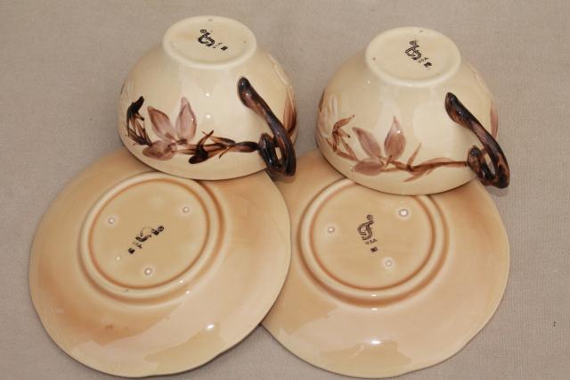 photo of vintage Franciscan china, royal rose desert tan cafe brown cups & saucers  #6