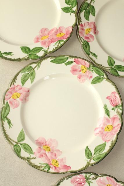 photo of vintage Franciscan pottery Desert Rose china, set of 4 dinner plates USA mark #2