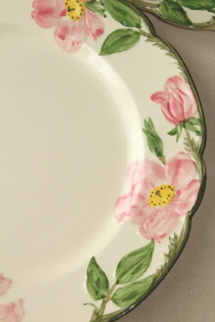 photo of vintage Franciscan pottery Desert Rose china, set of 4 dinner plates USA mark #3