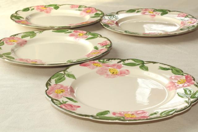 photo of vintage Franciscan pottery Desert Rose china, set of 4 dinner plates USA mark #4