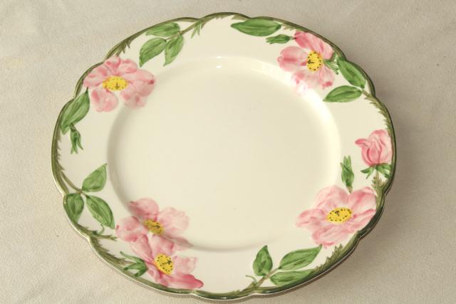 photo of vintage Franciscan pottery Desert Rose china, set of 4 dinner plates USA mark #5