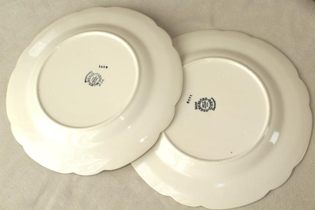 photo of vintage Franciscan pottery Desert Rose china, set of 4 dinner plates USA mark #6