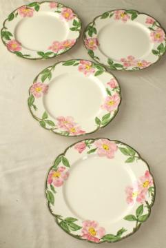 catalog photo of vintage Franciscan pottery Desert Rose china, set of 4 dinner plates USA mark