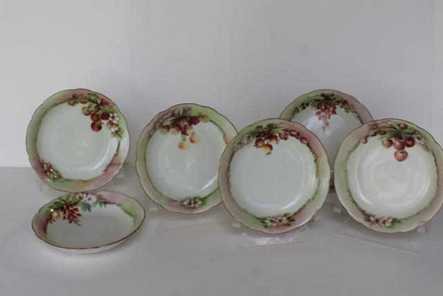 photo of vintage French Limoges china bowls, summer - autumn fruit & berries hand painted #1