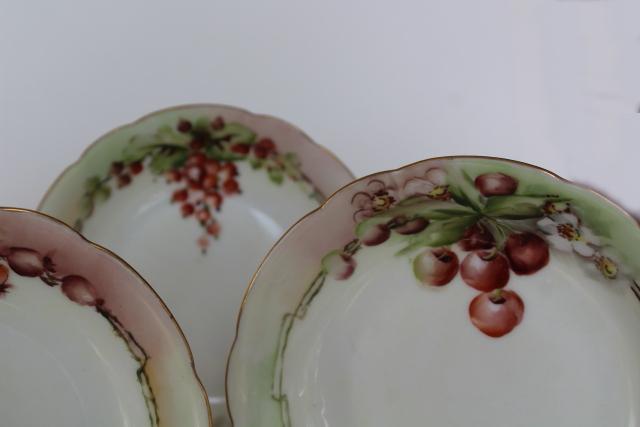 photo of vintage French Limoges china bowls, summer - autumn fruit & berries hand painted #5