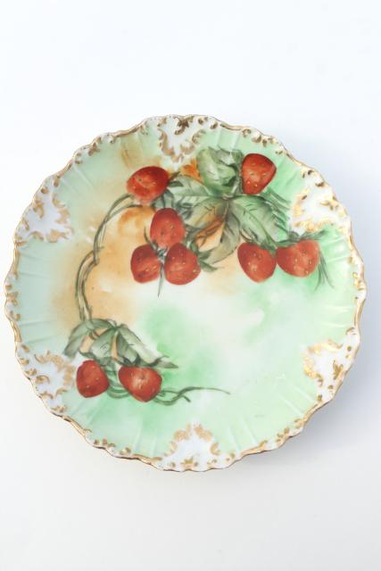 photo of vintage French Limoges china fruit plates w/ hand painted currants & berries #5