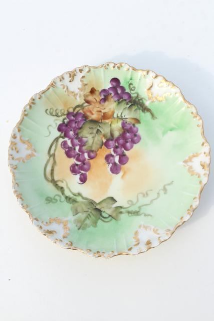 photo of vintage French Limoges china fruit plates w/ hand painted currants & berries #7