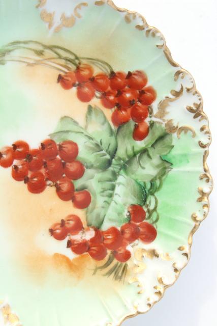 photo of vintage French Limoges china fruit plates w/ hand painted currants & berries #10