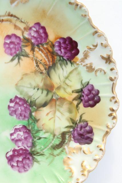 photo of vintage French Limoges china fruit plates w/ hand painted currants & berries #12