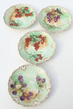 catalog photo of vintage French Limoges china fruit plates w/ hand painted currants & berries