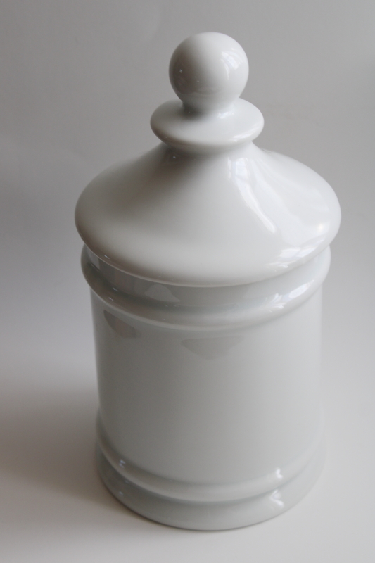 photo of vintage French Poubelle de table, white ironstone china jar, waste can for kitchen or table food scraps #5