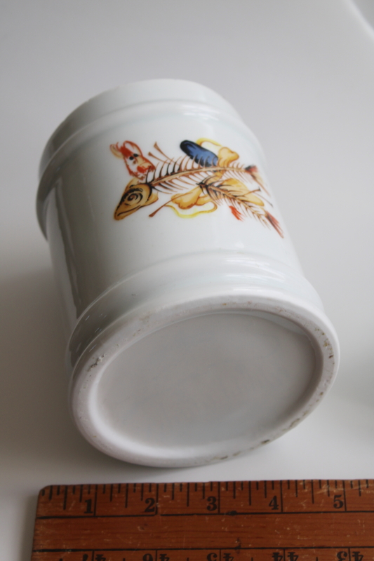 photo of vintage French Poubelle de table, white ironstone china jar, waste can for kitchen or table food scraps #7