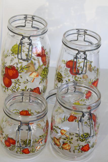 photo of vintage French canning jars, glass canisters w/ bail lids kitchen seasonings spice of life #7