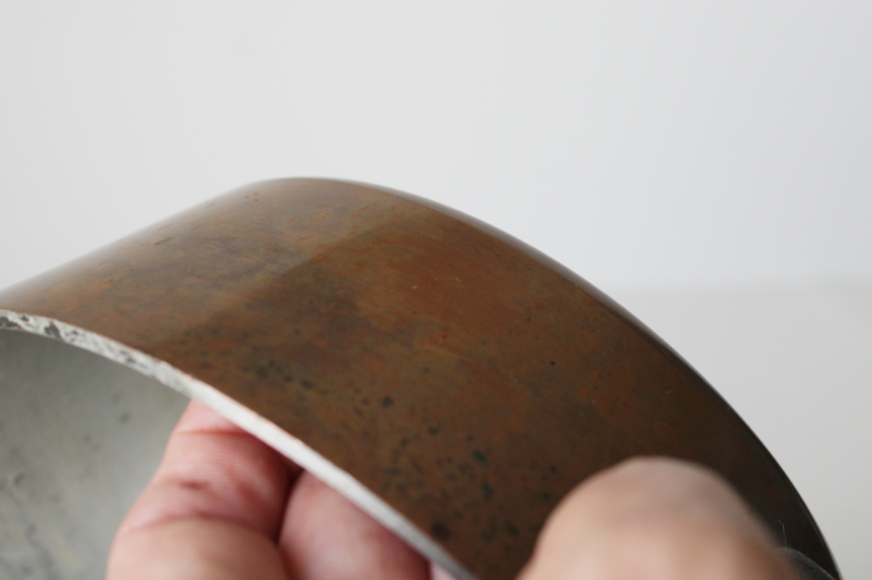 photo of vintage French copper pan, very heavy saucepan w/ iron handle, thick wall solid copper #2