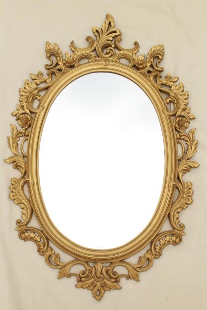 photo of vintage French country style ornate gold rococo plastic frame mirror #1