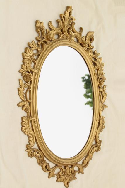 photo of vintage French country style ornate gold rococo plastic frame mirror #3