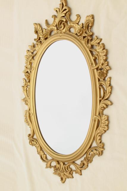 photo of vintage French country style ornate gold rococo plastic frame mirror #5