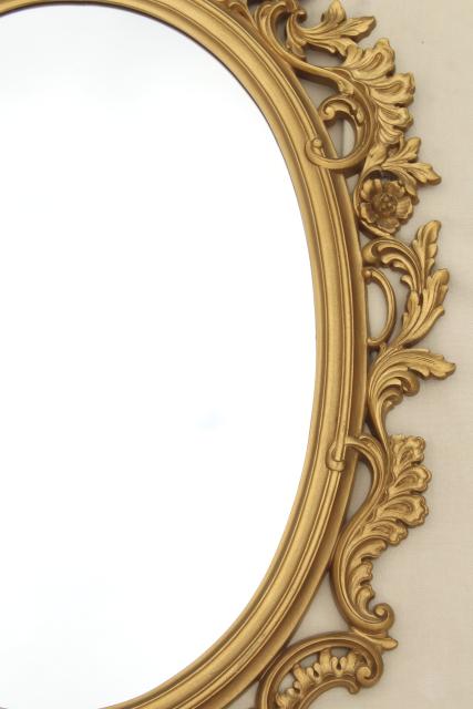 photo of vintage French country style ornate gold rococo plastic frame mirror #7