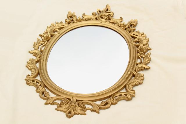 photo of vintage French country style ornate gold rococo plastic frame mirror #8