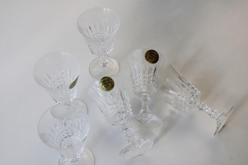 photo of vintage French crystal, set of tiny goblets, cordial or sherry glasses, Dalton Cristal d'Arques Verite #6