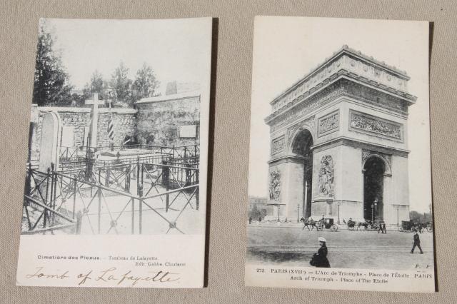 photo of vintage French ephemera lot, city photo postcards & old illustrated history Kings of France #7