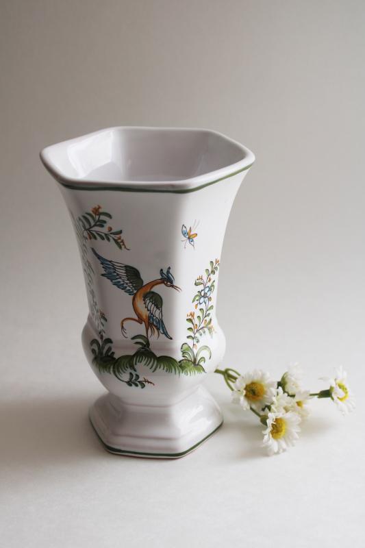 photo of vintage French faience pottery vase w/ hand painted bird Lallier a Moustiers - Provence #1